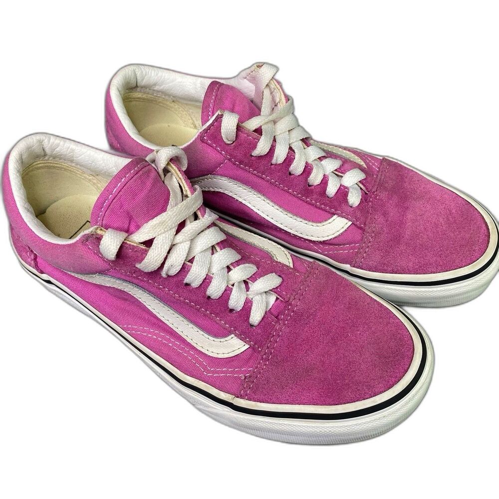Vans Old Skool Suede Canvas Sneakers Womens 7 Low Sk8 Skater Shoes Fuchsia Red
